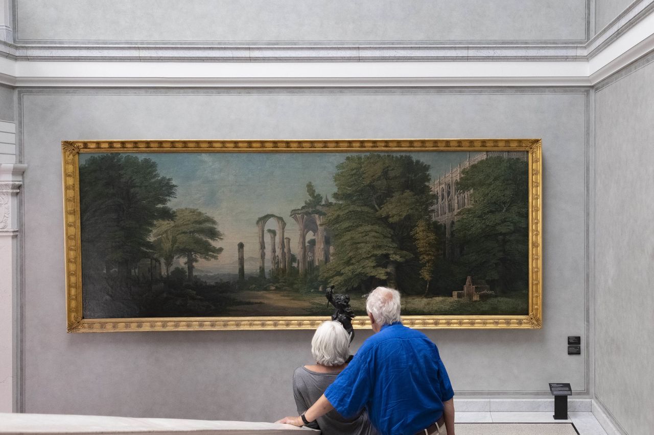 Man and Woman Contemplating the Moon